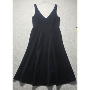 Ana Alcazar Black Textured V-Neck A-Line Midi Dress Sleeveless Size 40 EU